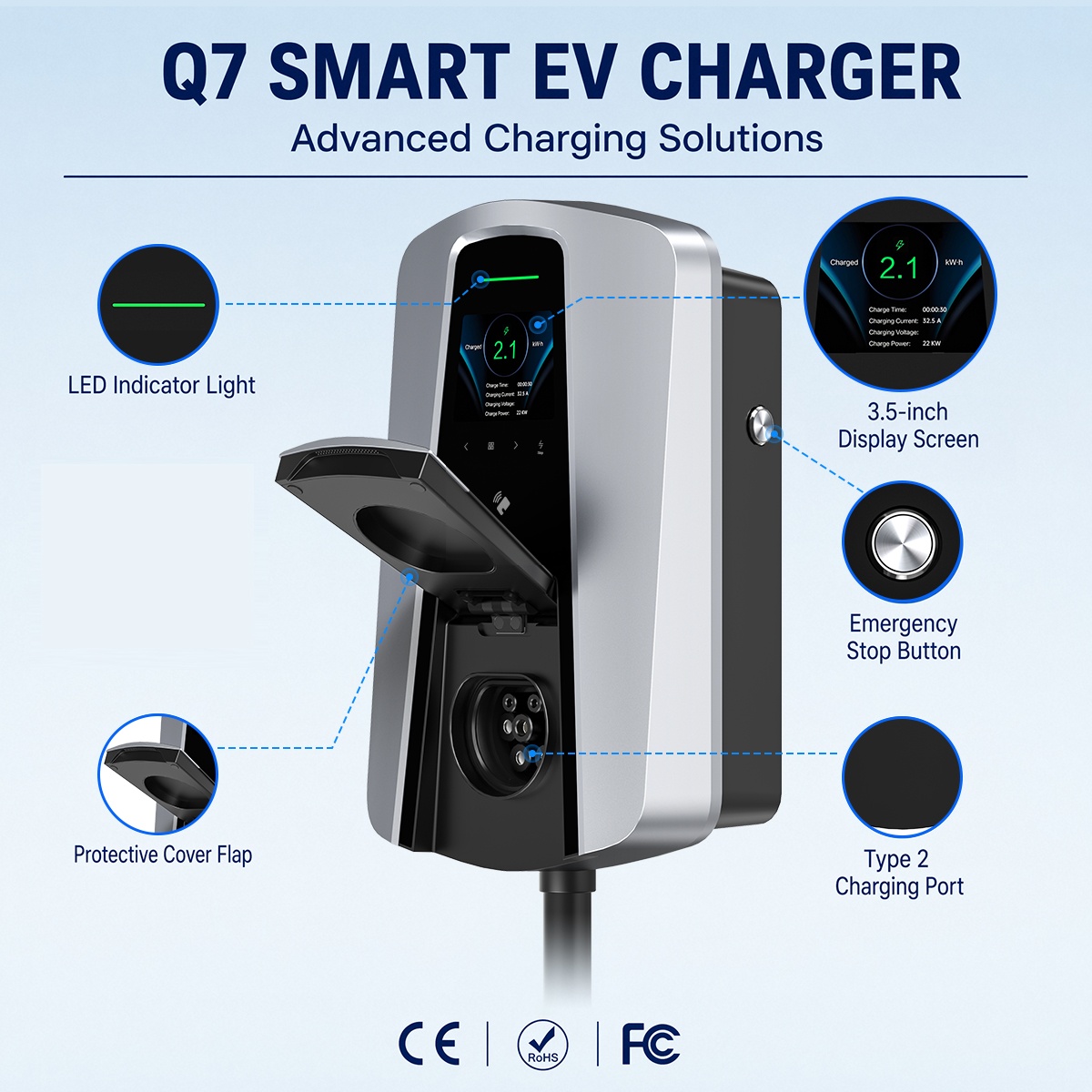 7.4KW Type2 EV Charger Socket  - Wallbox Ev 评论和价格